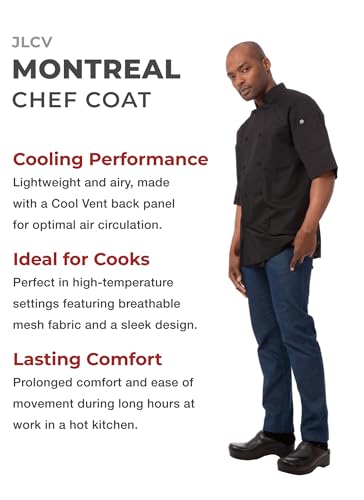 Chef Works Men's Montreal Cool Vent Chef Coat, Black, Large - Image 2