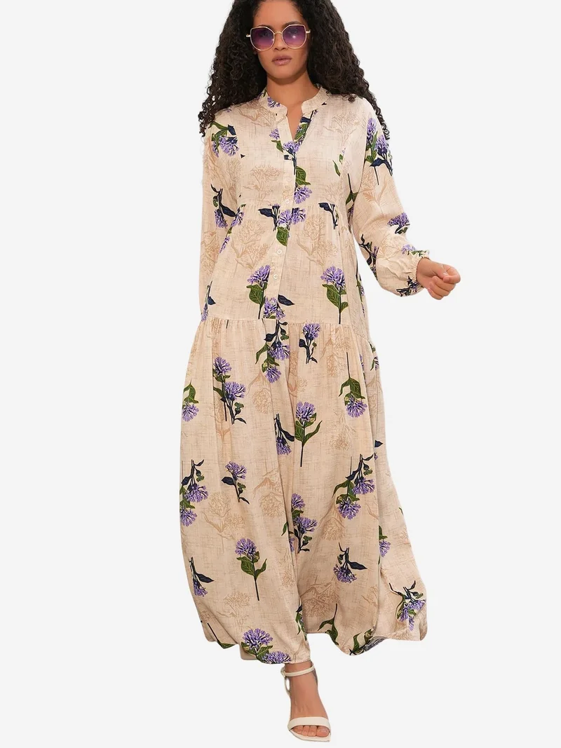 Big Dart Multicolor BDART Patterned V-Neck Maxi Dress for Women | Best Price UAE
