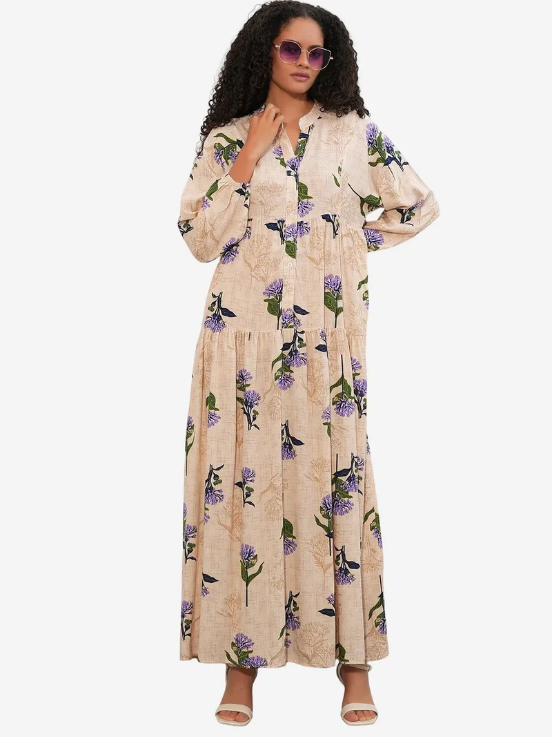 BDART Patterned V-Neck Maxi Dress