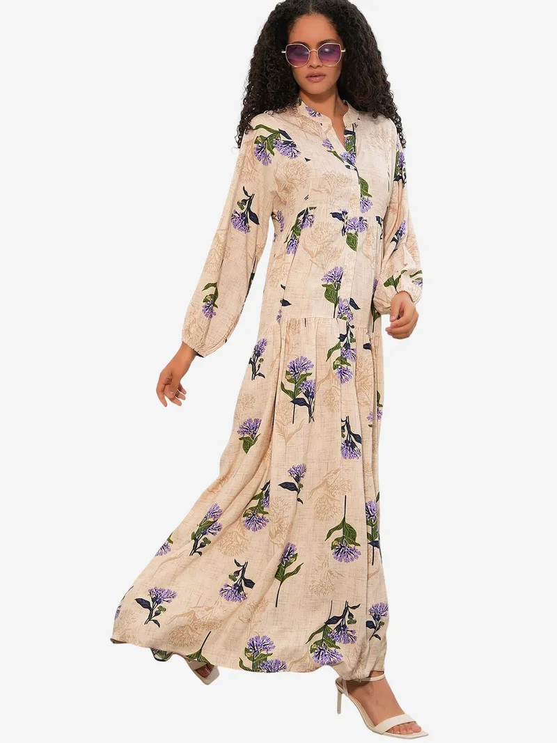 Big Dart Multicolor BDART Patterned V-Neck Maxi Dress for Women | Best Price UAE