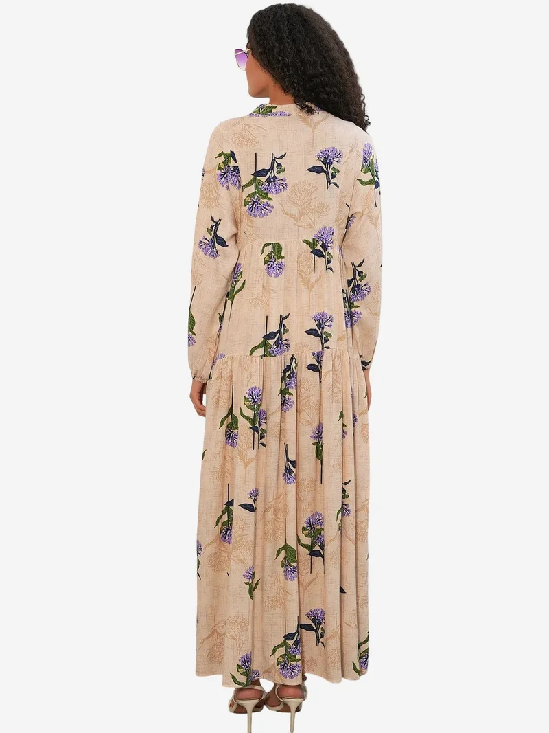 Big Dart Multicolor BDART Patterned V-Neck Maxi Dress for Women | Best Price UAE