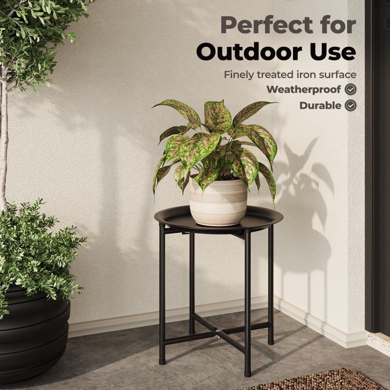 Bamworld Plant Stand Indoor Tall Plant Table for Large Plants Outdoor Plant Stool Metal Plant Holder for Patio Garden Balcony Living Room Black - Image 5
