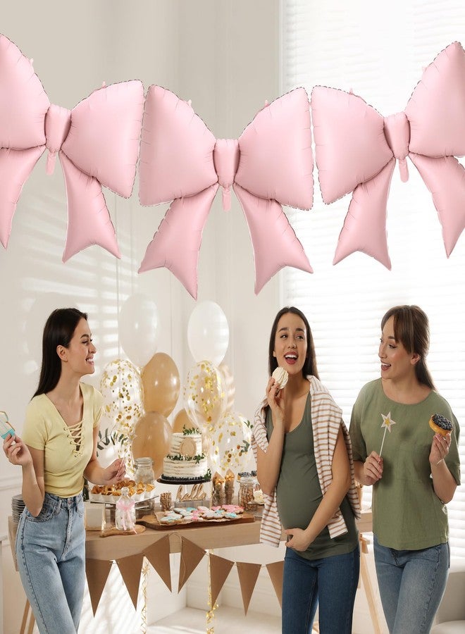 Simgoing 4 Pcs 39 Inch Jumbo Pink Bow Balloons Giant Bow Balloons Large Coquette Decorations Backdrop for Women Birthday Baby Shower Bridal Engagement Wedding Decor Party Supplies - Image 5