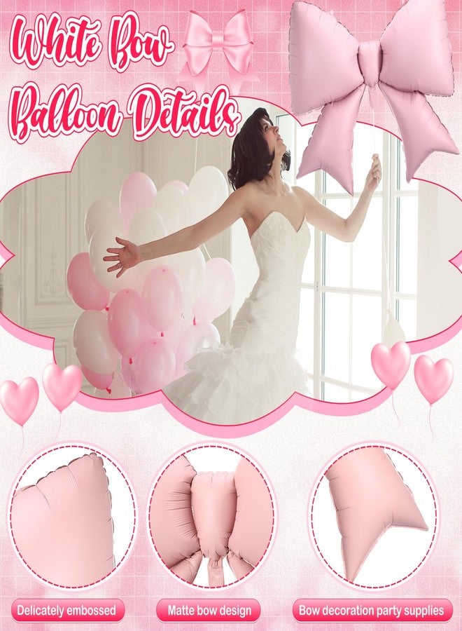 Simgoing 4 Pcs 39 Inch Jumbo Pink Bow Balloons Giant Bow Balloons Large Coquette Decorations Backdrop for Women Birthday Baby Shower Bridal Engagement Wedding Decor Party Supplies - Image 4