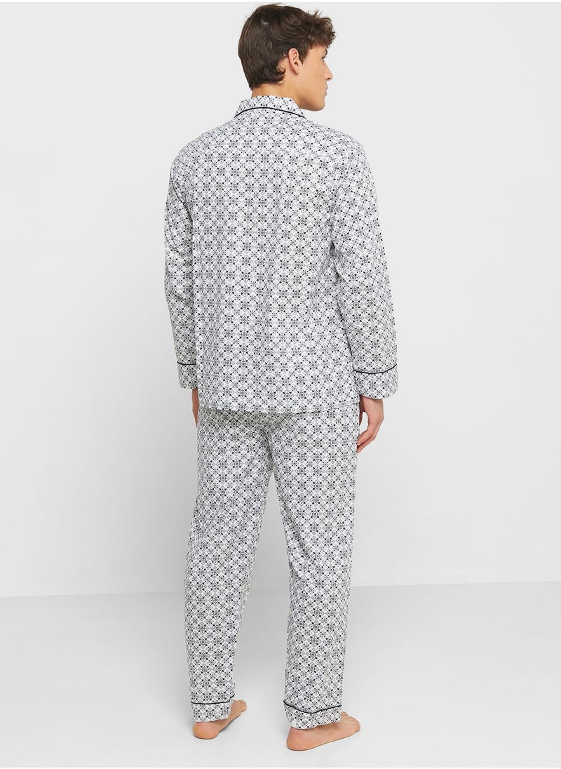 Robert Wood - Geo Print Pyjama Set - Image 1