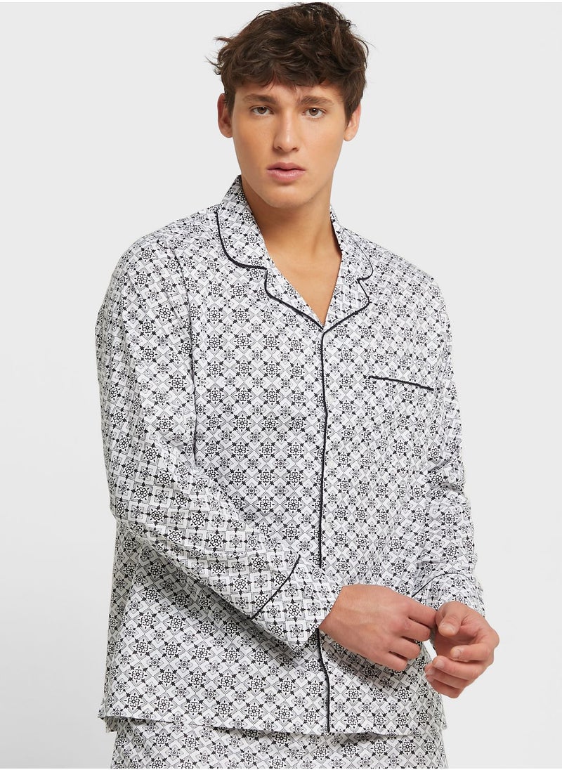 Robert Wood - Geo Print Pyjama Set - Image 1