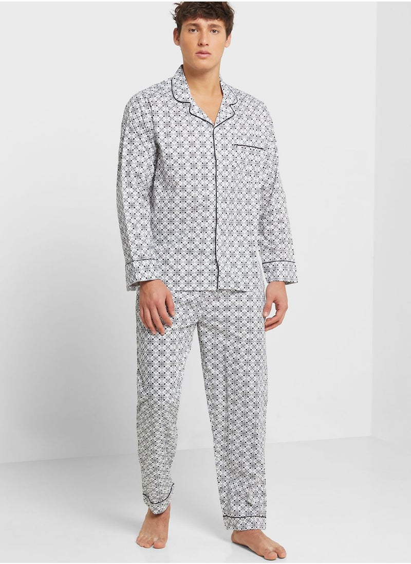 Robert Wood - Geo Print Pyjama Set - Image 1