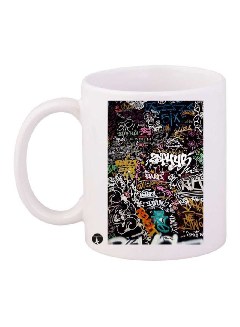 RKN Graffiti Printed Mug White/Black/Red Standard Size