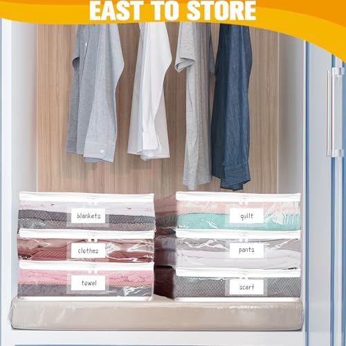 Kikerike Plastic Storage Bags with EasyGlide Zipper Pack of 6 Durable Clear Vinyl Zippered Storage Bags for Clothes Sweaters Comforters Blankets Sheets Bedding 12 x 12 x 39 Inch White - Image 3