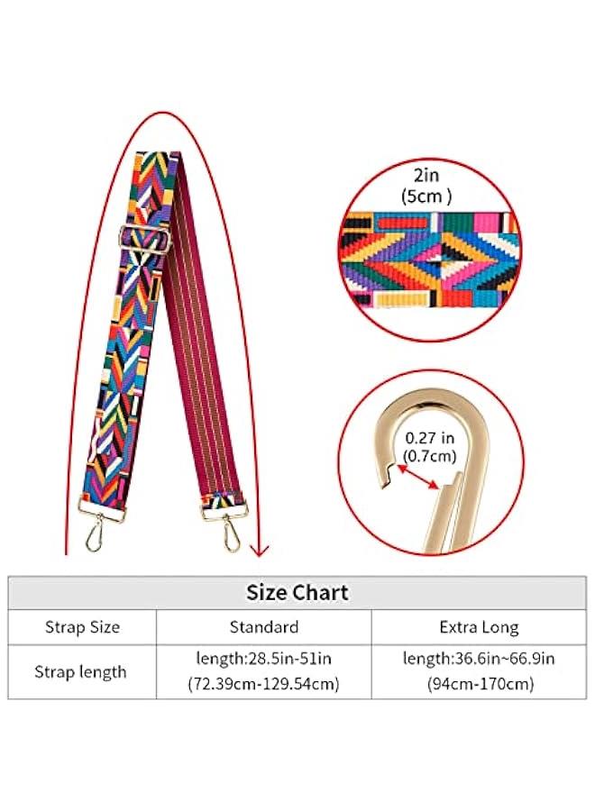 Wide Shoulder Strap Adjustable Replacement Belt Crossbody Canvas Bag Handbag (wide:1.97(5CM) Colorful stripes)  - Image 5