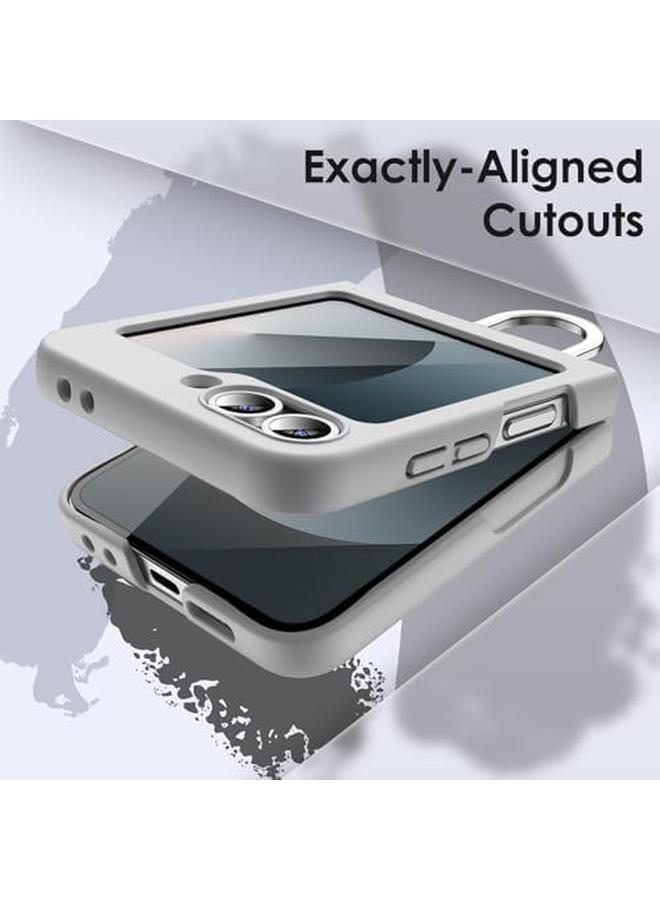 جي تيك حافظة لهاتف سامسونج جالكسي زد فليب 6 2024 مع حلقة صلبة رفيعة مضادة للصدمات ومضادة للخدش وغطاء حماية للهاتف باللون الرمادي - Image 4