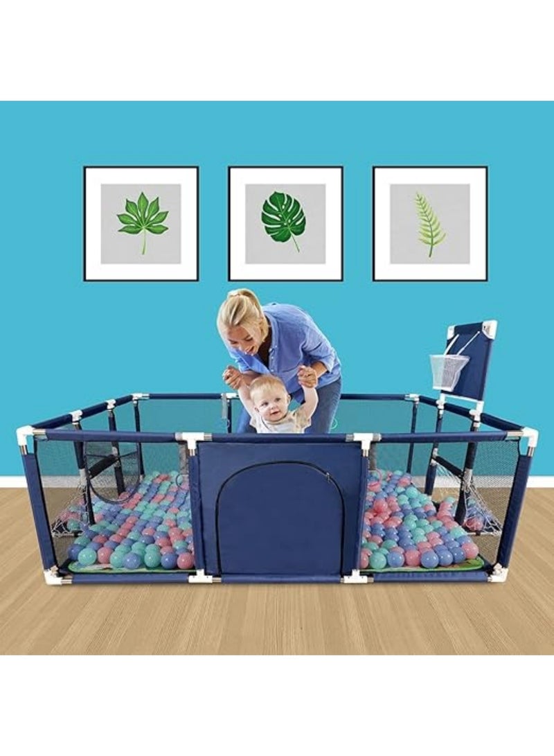 MAAS Large and Portable Safe Playground for Children and Babies Suitable for Indoor and Outdoor Use Fun Activities with Foldable Basketball Hoop 180X120X60 CM  - Image 1