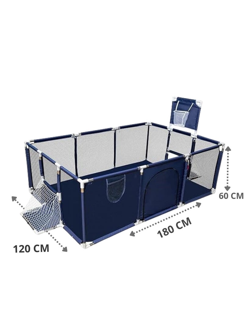 MAAS Large and Portable Safe Playground for Children and Babies Suitable for Indoor and Outdoor Use Fun Activities with Foldable Basketball Hoop 180X120X60 CM  - Image 2