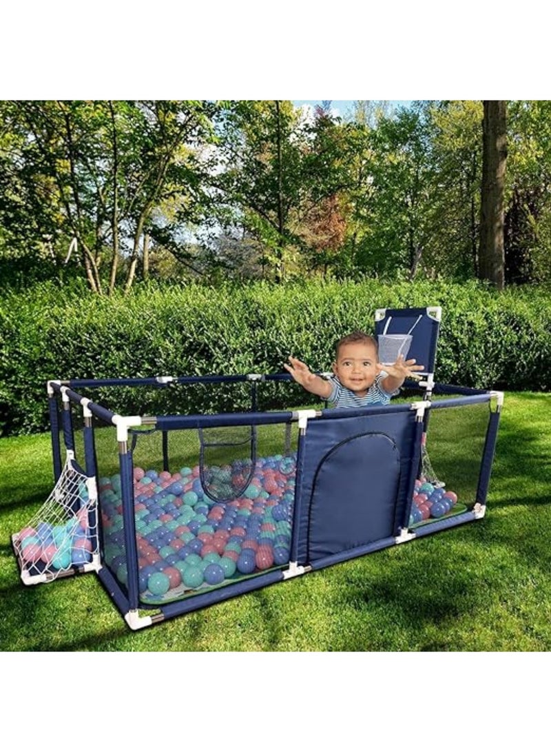 MAAS Large and Portable Safe Playground for Children and Babies Suitable for Indoor and Outdoor Use Fun Activities with Foldable Basketball Hoop 180X120X60 CM  - Image 3