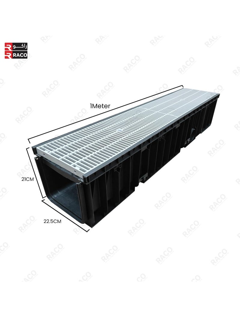 RACO Floor Grating Drainage Taurus Channel Grate for Garage, Shower, Wet Room, Roofs, Terraces, Balconies, Gardens, Corridors – 1Mtr Length 20cm Width Made in Italy  - Image 2