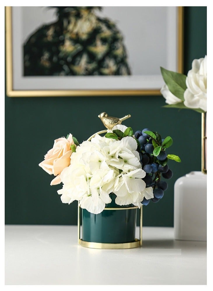 Y&D Handheld Little Vase Creative Iron Art Dry Flower Vase Tabletop Ceramic Bow Knot Succulent Flower Pot Decoration  - Image 2