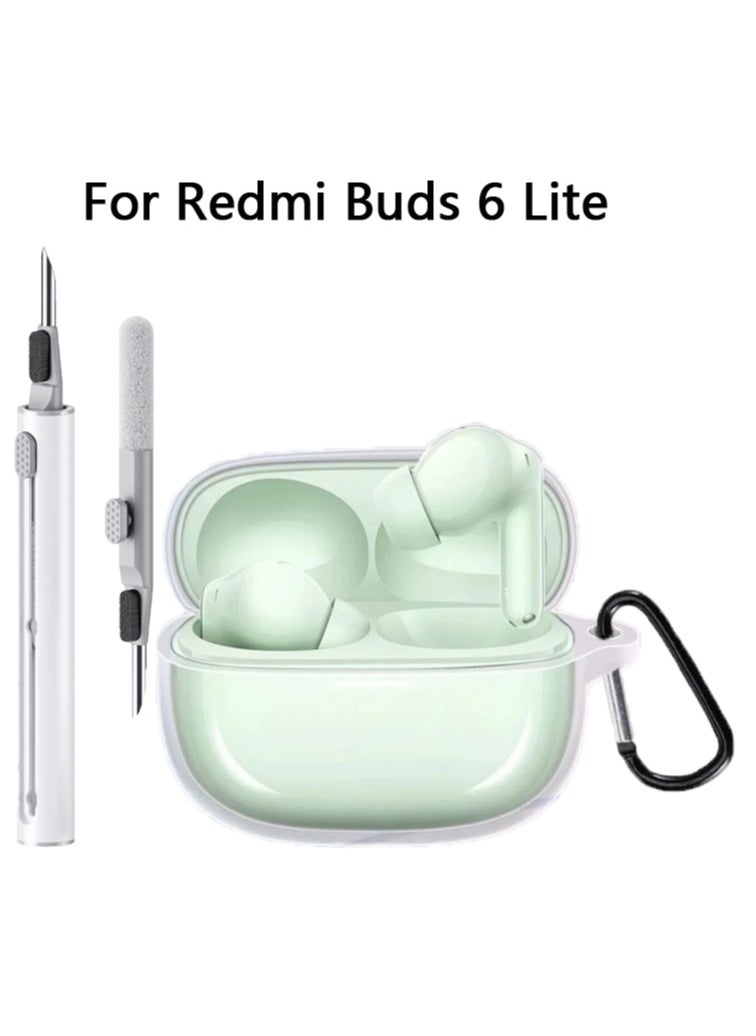 Generic Case for Redmi Buds 6 Lite Wireless Headphones Protection Cover Full-Body with Keychain&Cleaning tools-Clear  - Image 1