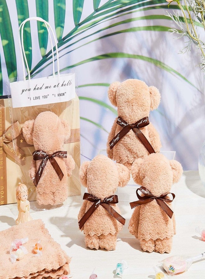 VitalCozy مناشف حمام VitalCozy على شكل دب، هدية مثالية من مناشف اليد المصنوعة من الصوف المرجاني الناعم مع حقائب، مناسبة لحفلات الزفاف والتخرج وعيد الحب وحفلات استقبال المولود الجديد وأعياد الميلاد كهدايا تذكارية (قهوة، 50 مجموعة) - Image 3