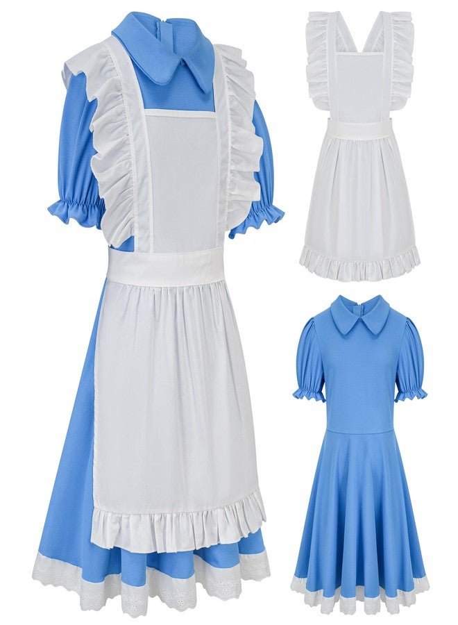 qnprt Halloween Costumes for Kids 2025 Alice in Wonderland Costume Girls Bulue Dress,13 - Image 5