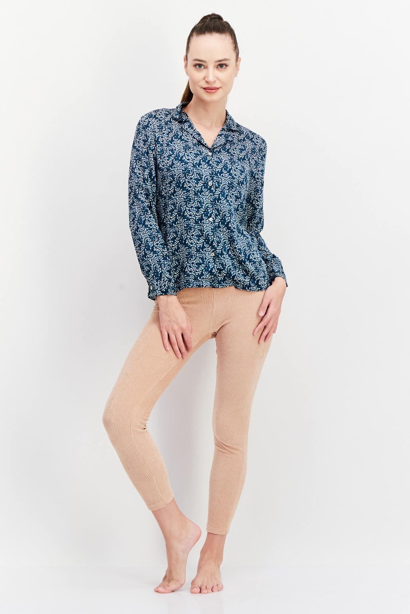 Etam Women Allover Print Long Sleeve Pajama Top, Multicolor - Image 2
