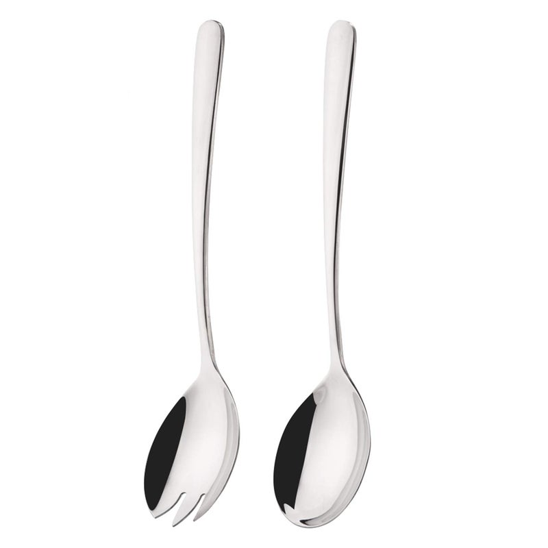FOXAS Stainless Steel Individual Salad Servers 8 inch Salad Spoon Fork Serving at Dinner 20CM Salad Tableware Cutlery Set HeavyDuty Quality Salad Servers Mirror Polish Dishwasher Safe