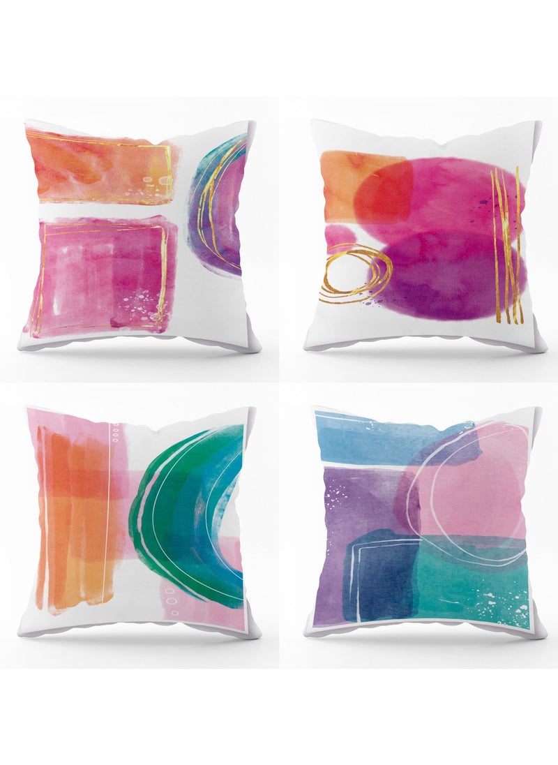 FASHION HOME مجموعة من 4 أغطية وسائد مزخرفة لديكور غرفة المعيشة والحديقة الخارجية  - Image 1