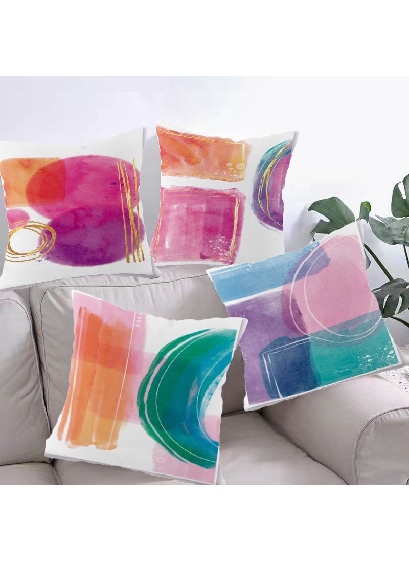 FASHION HOME مجموعة من 4 أغطية وسائد مزخرفة لديكور غرفة المعيشة والحديقة الخارجية  - Image 3