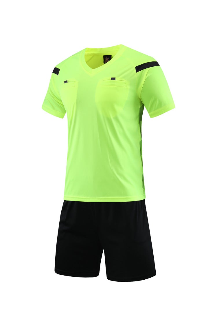 Generic Summer Referee Kit Mens Short Sleeve Soccer Uniform Fluorescent Green