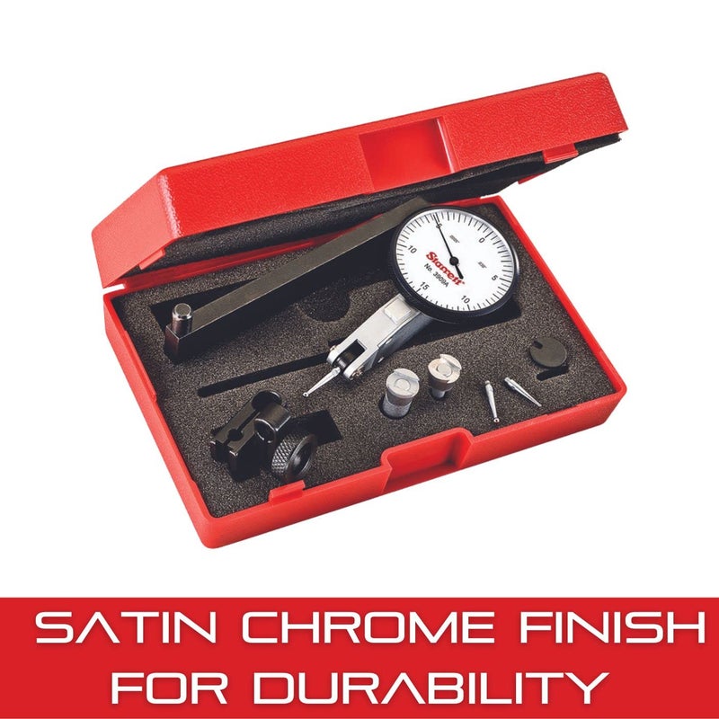 Starrett Dial Test Indicator with Dovetail Mount Two Dovetail Clamps Swivel Post Holder and Case  1916 White Diameter 030 Range 0150 Dial Reading 0005 Graduation  3909AC - Image 4