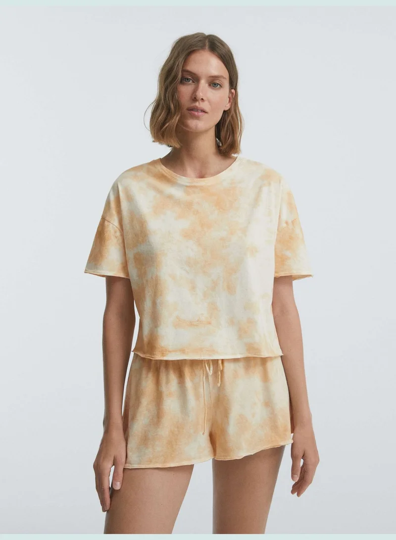 oysho Tie-dye 100% cotton short-sleeved T-shirt