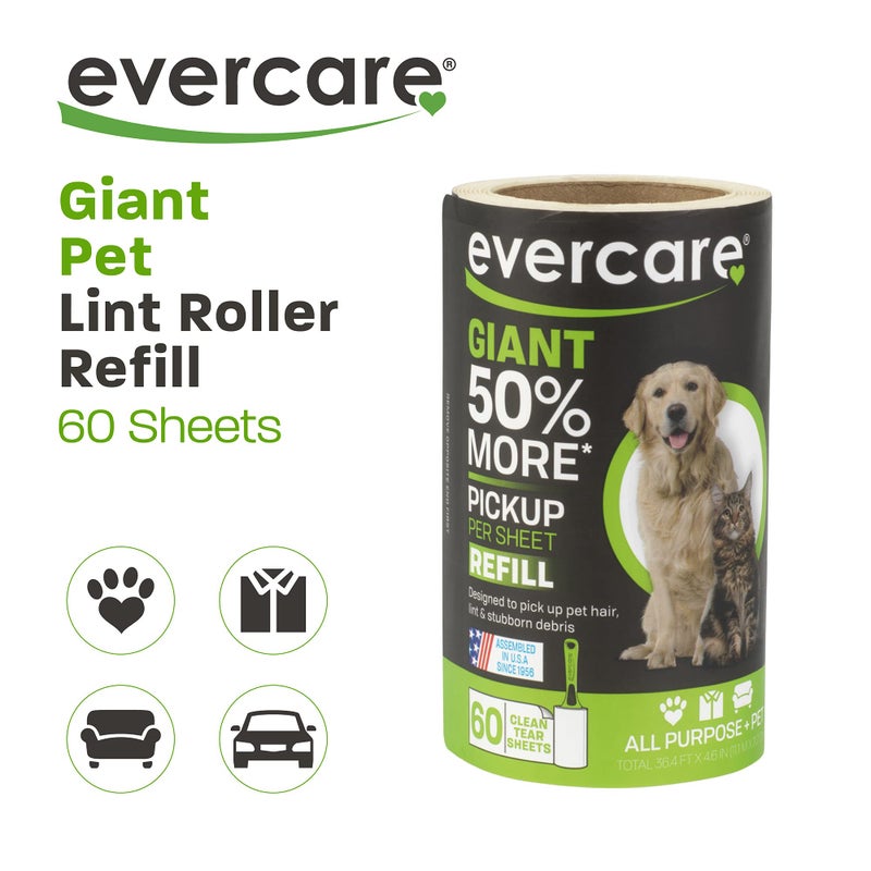 Evercare Giant Extreme Stick Lint Roll Refills, 60 Count (Pack of 1) - Image 2
