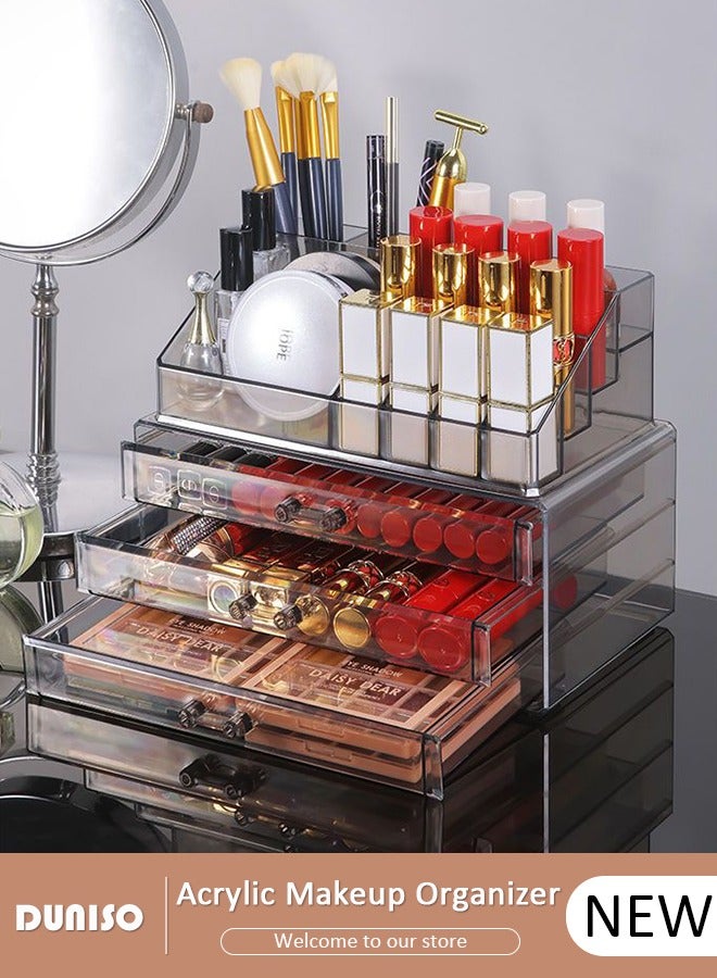 DUNISO Clear Acrylic Cosmetic Organizer Makeup Holder Display Jewelry Storage Case 3 Drawer For Lipstick Liner Brush Holder - Image 1