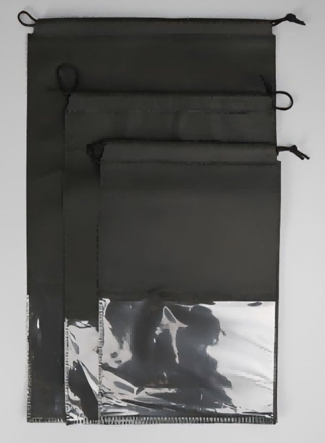 10-Pcs Black  Portable Travel Shoe Bags Storage Organizer Bag For Men Women Black 44x32cm