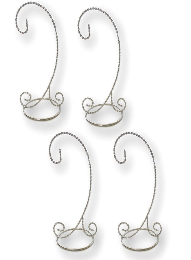 BANBERRY DESIGNS Silver Christmas Ornament Stands - Set of 4 - Ornament Displayers - Holders for Ornaments - Chrome Twisted Wire Display Stands - Craft Supply - 9" Tall - Image 1