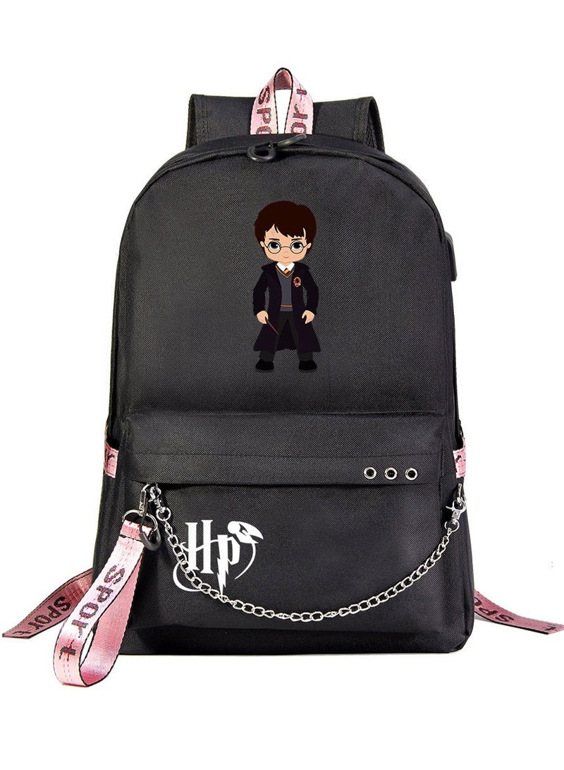 Harry Potter Cartoon Print Student Youth Large Capacity Backpack For Men And Women