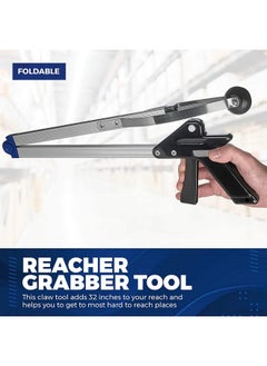 MEDca Reacher Grabber Tool - Gripping Device - Lightweight Durable Folding Claw Extends Arm Reach To 32 Inches Ideal Indoor And Outdoor Reaching Trash Grabber Picker Upper Tool  - Image 2