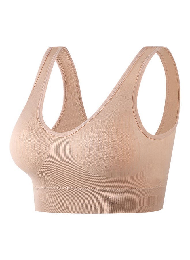 NIBEMINENT Skin-Friendly Seamless Elastic Bralette Beige  - Image 1