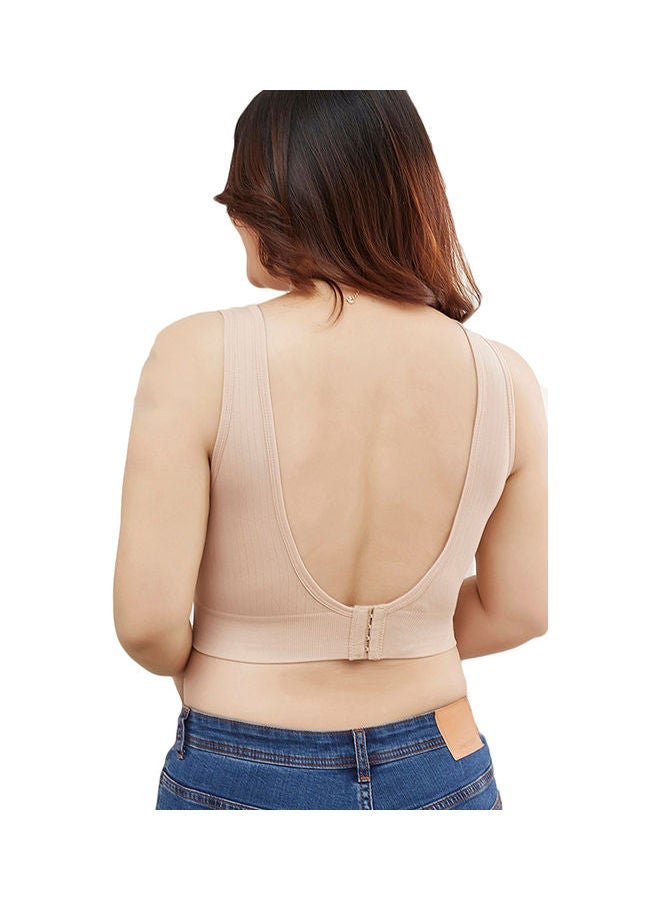 NIBEMINENT Skin-Friendly Seamless Elastic Bralette Beige  - Image 5