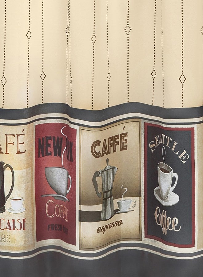 Achim Home Furnishings Cozy Cafe Printed Tier & Valance Set - 58x24 Inch Tan-Black - Image 4