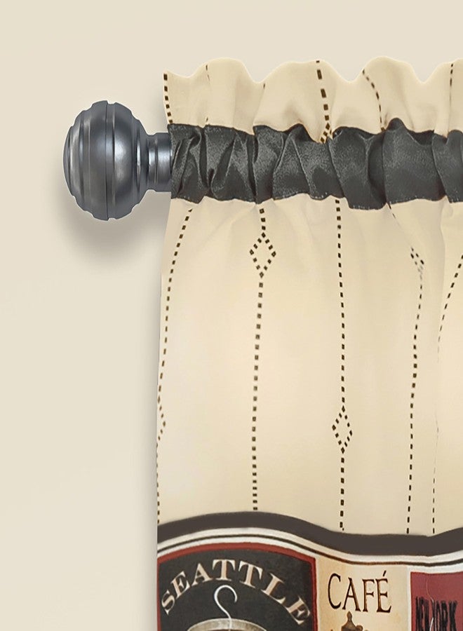 Achim Home Furnishings Cozy Cafe Printed Tier & Valance Set - 58x24 Inch Tan-Black - Image 2