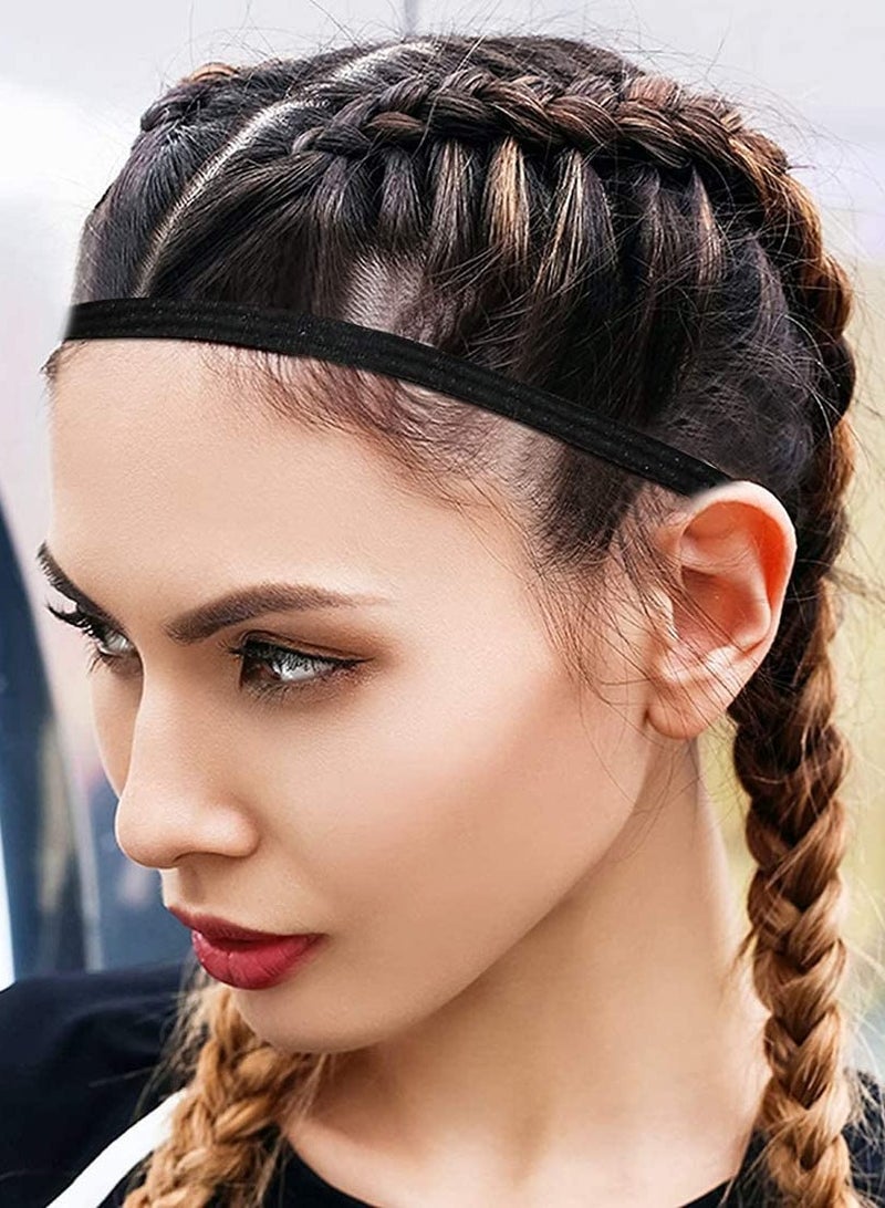 SOLARAE 4 Pieces Thick Non-Slip Elastic Sport Headbands Football Hair Headbands for Women and Men - Image 3