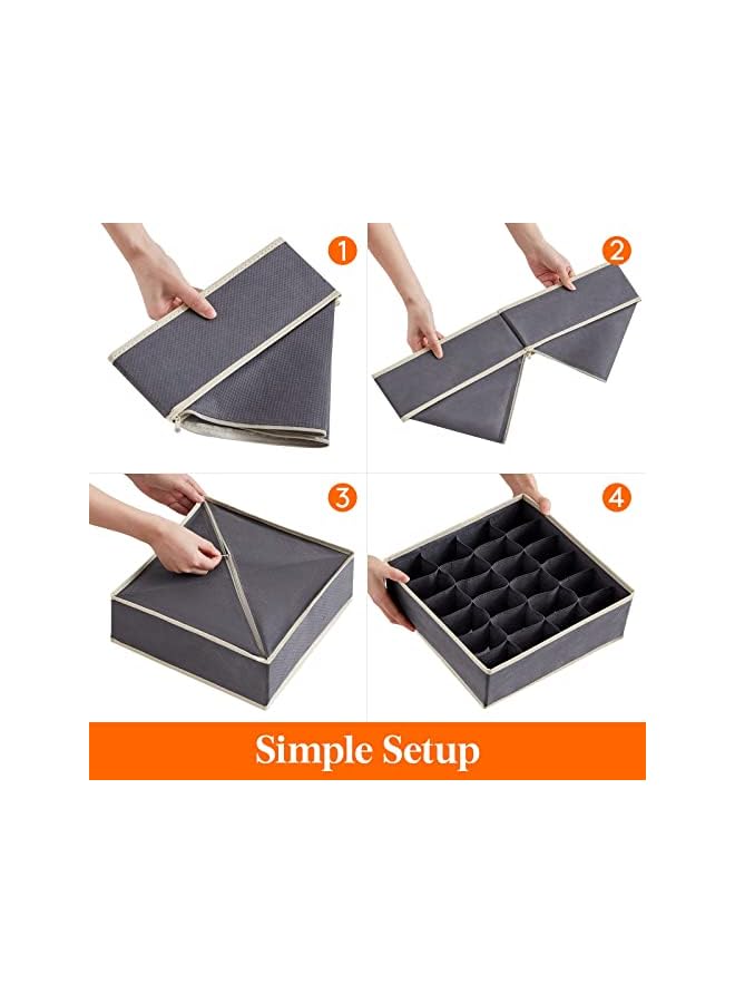 Green Tiger Sock Drawer Organizer, Foldable Underwear Storage Organizer for Clothing, Fabric Dresser Grids for Wardrobe, Closet Storage Boxes, Ideal for erorexng Socks, Underwear, and Ties, Grey Color (2 Pack) - Image 5