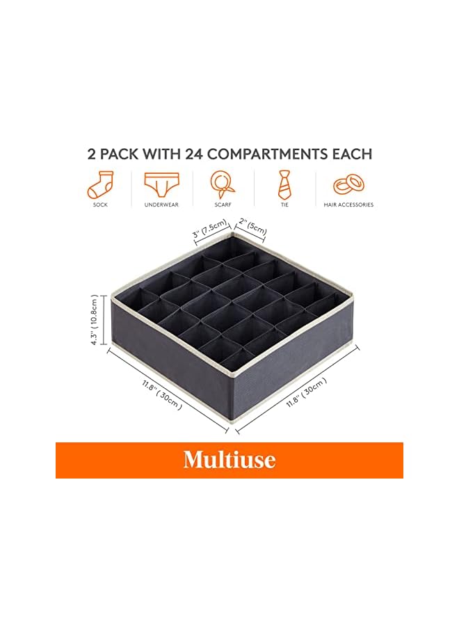 Green Tiger Sock Drawer Organizer, Foldable Underwear Storage Organizer for Clothing, Fabric Dresser Grids for Wardrobe, Closet Storage Boxes, Ideal for erorexng Socks, Underwear, and Ties, Grey Color (2 Pack) - Image 4