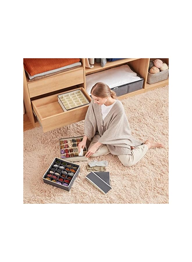 Green Tiger Sock Drawer Organizer, Foldable Underwear Storage Organizer for Clothing, Fabric Dresser Grids for Wardrobe, Closet Storage Boxes, Ideal for erorexng Socks, Underwear, and Ties, Grey Color (2 Pack) - Image 3