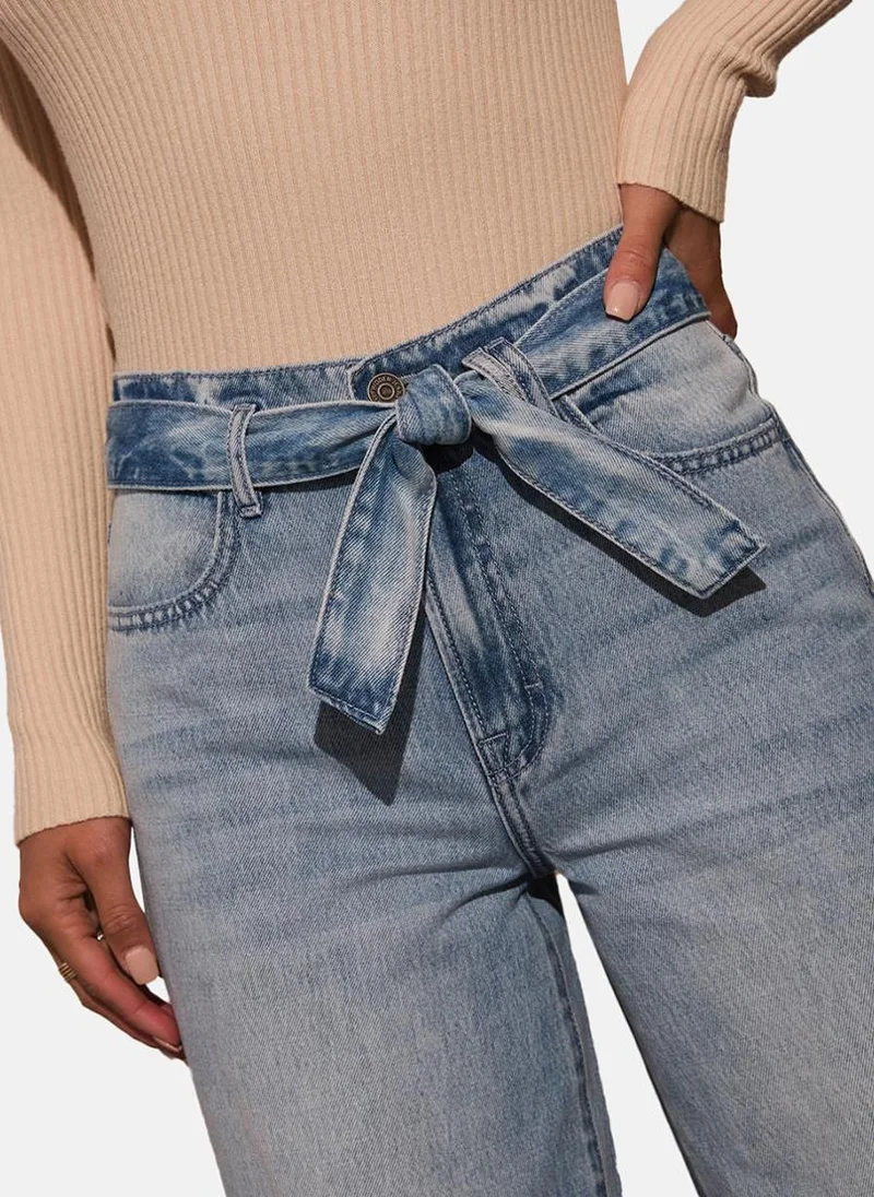 YUNIQEE Blue Wide Leg Clean Look High-Rise Jeans