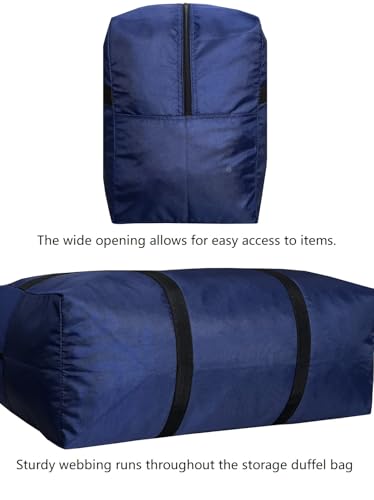 DoYiKe Extra Large Storage Duffle Bag with Zippers and Handles, Heavy Duty Blue Big Foldable Bag for Travel-38x23x11Inch - Image 4
