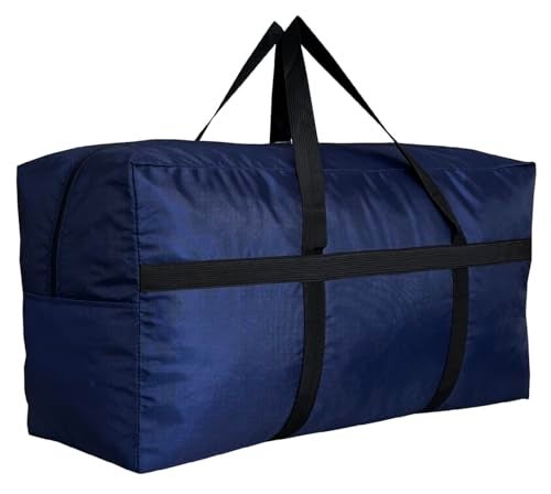 DoYiKe Extra Large Storage Duffle Bag with Zippers and Handles, Heavy Duty Blue Big Foldable Bag for Travel-38x23x11Inch - Image 1