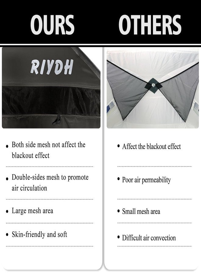 RIYDH خيمة سرير الرياض - مظلة سرير قابلة للتنفس 100% للبالغين والأطفال - تصميم أصلي تقليل الضوء 93% خيام نوم داخلية محمولة بمساحة كبيرة مع إضاءة خيط 3 أبواب حجم توأم كامل ملكي - Image 4