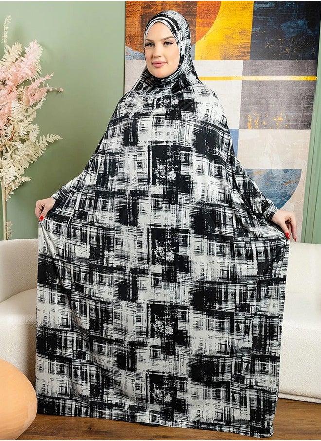 Zmurud Practical  Kuwaiti Jersey prayer dress  with headscarf from zmurud fashion  - Image 2