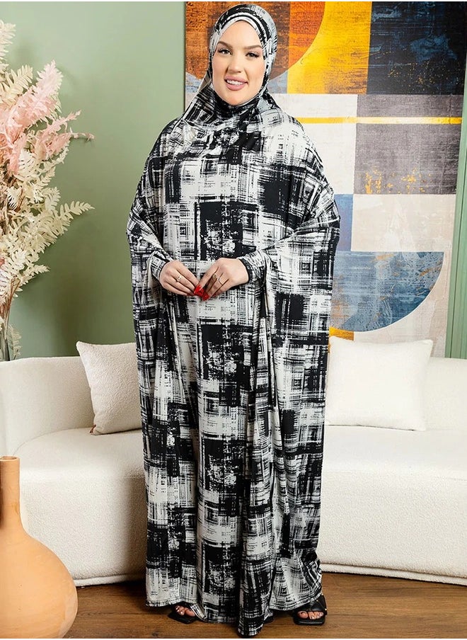 Zmurud Practical  Kuwaiti Jersey prayer dress  with headscarf from zmurud fashion  - Image 3